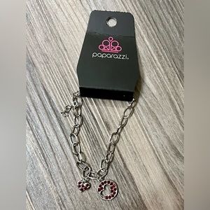 Red heart silver bracelet